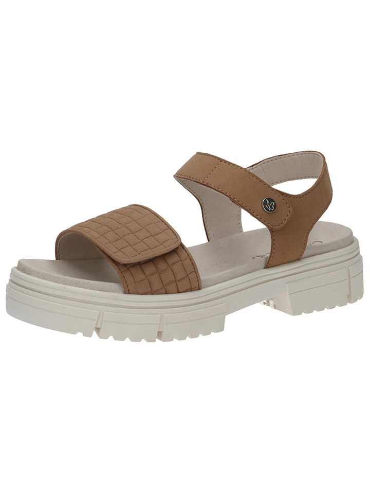 Caprice Leder-Sandaletten in Hellbraun günstig kaufen