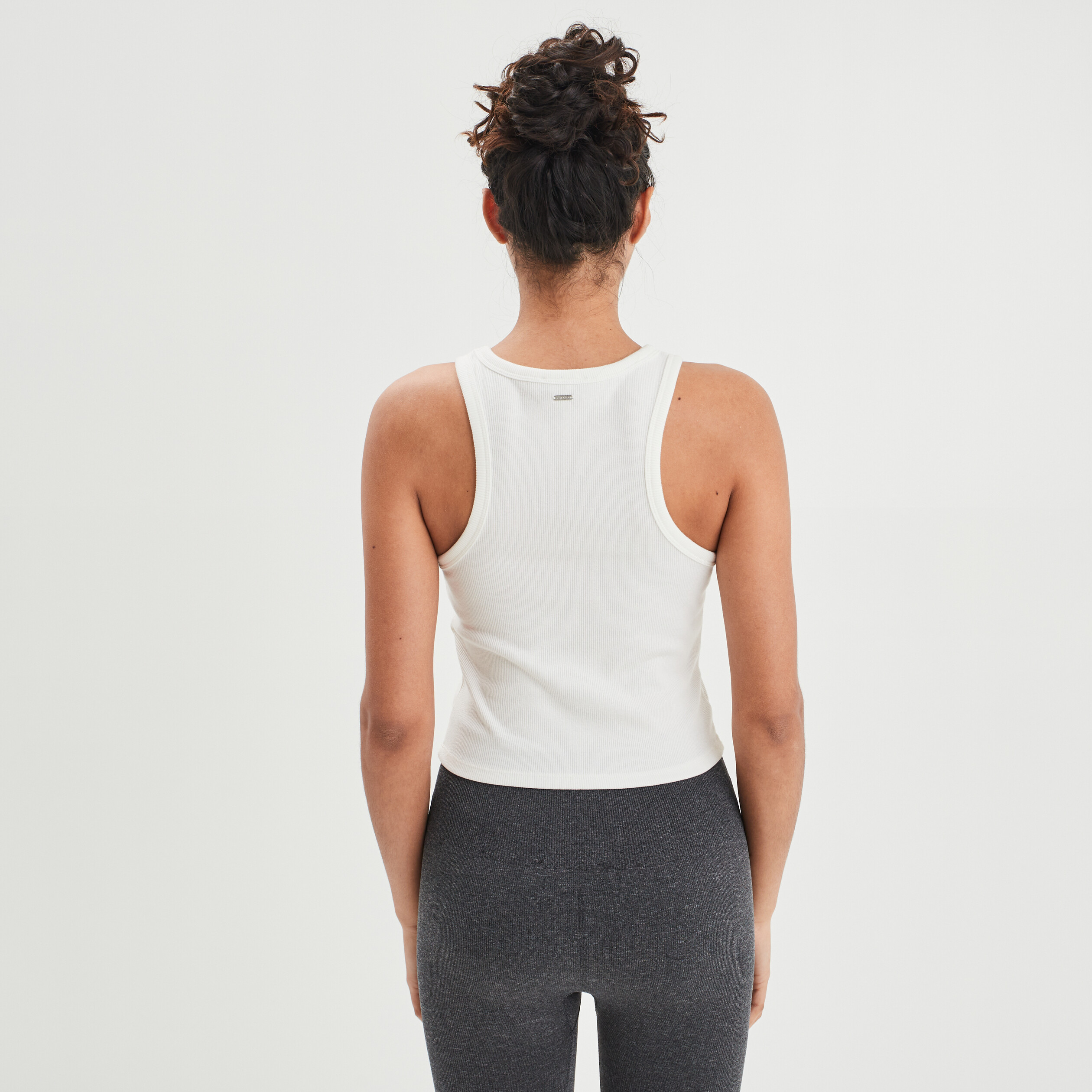 Débardeur côtelé encolure américaine blanc femme | La Halle