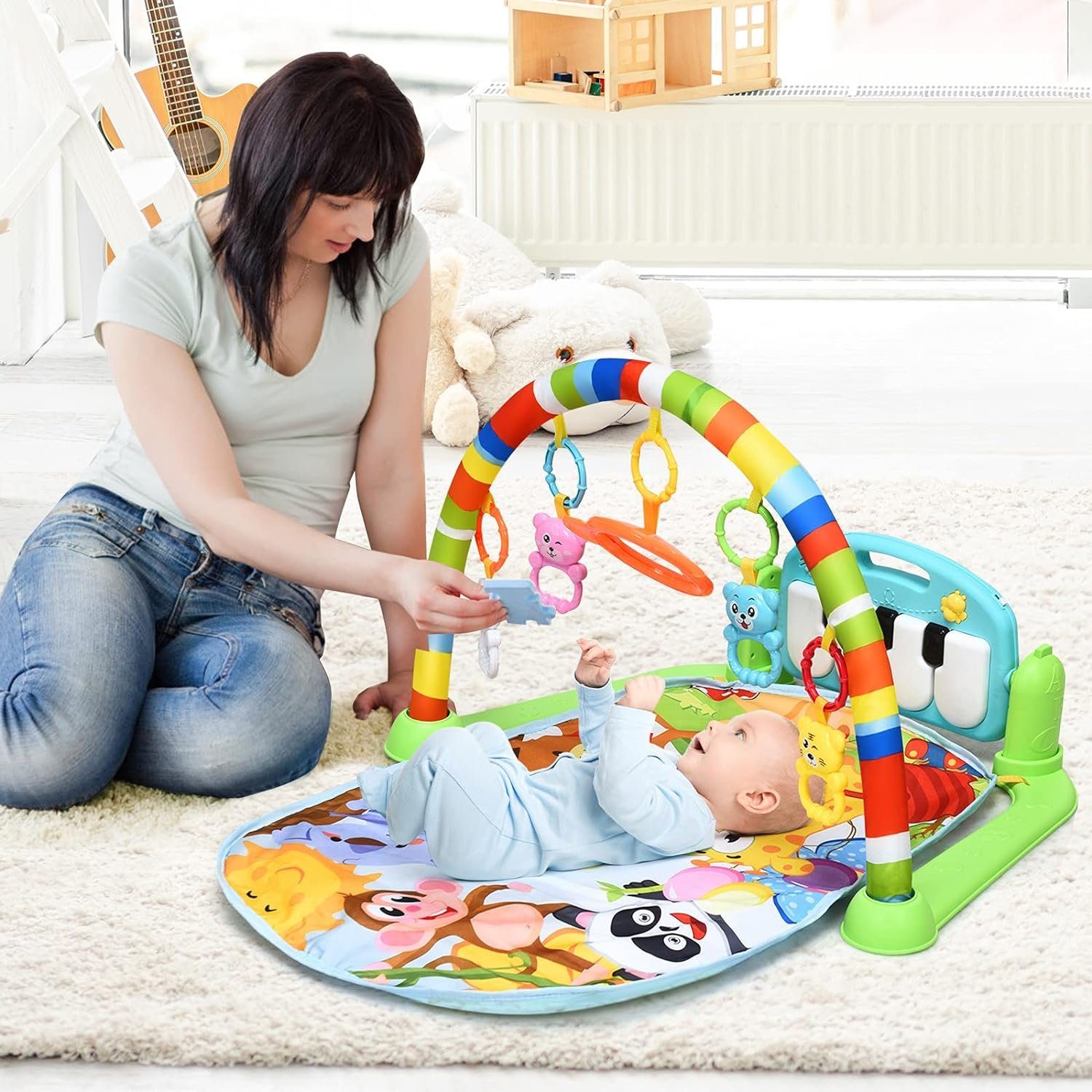 Krabbeldecke Erlebnisdecke, KOMFOTTEU, mit Spielbogen, mit Lichtern & Musik