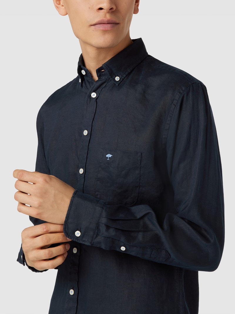 Freizeithemd mit Label-Detail in marineblau