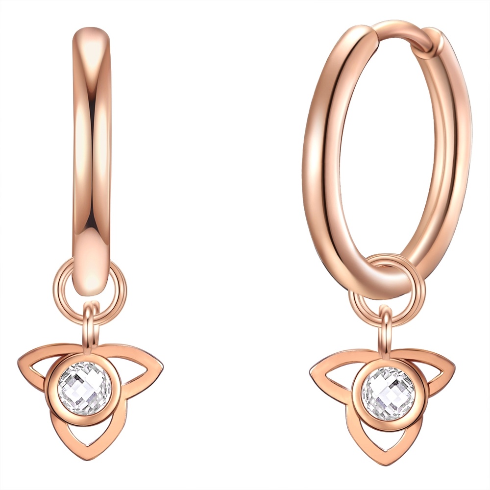 EASTSIDE Créoles en acier inoxydé fleur de lotus Acier inoxydable Preciosa en Or rose Boucles d'oreilles
