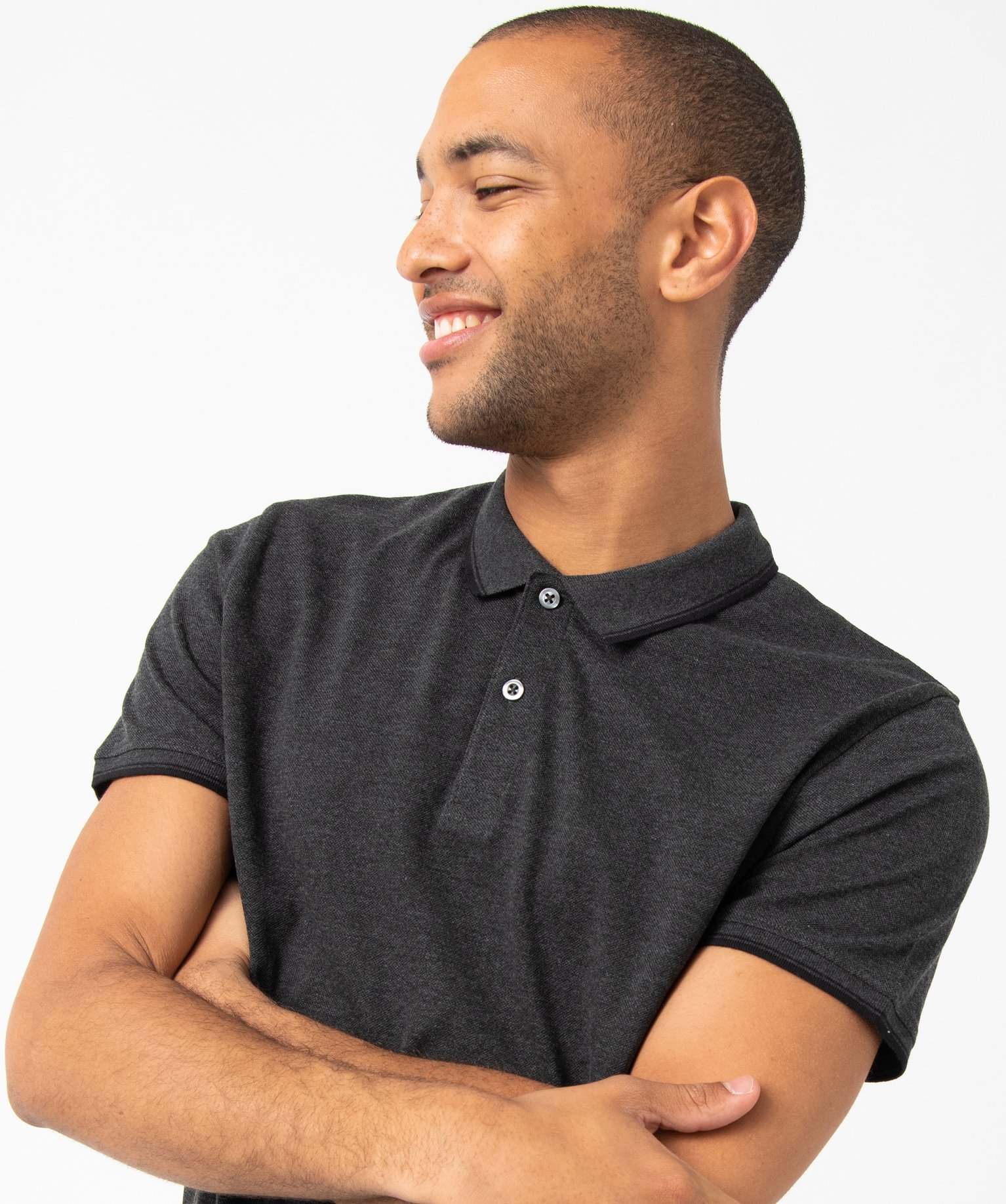 Polo homme à manches courtes et finitions contrastantes gris | GEMO