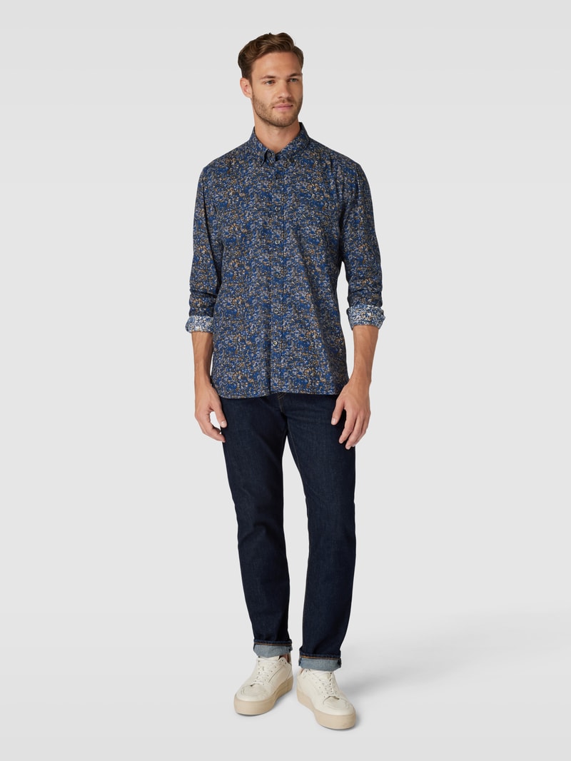 Regular Fit Freizeithemd mit Button-Down-Kragen in dunkelblau