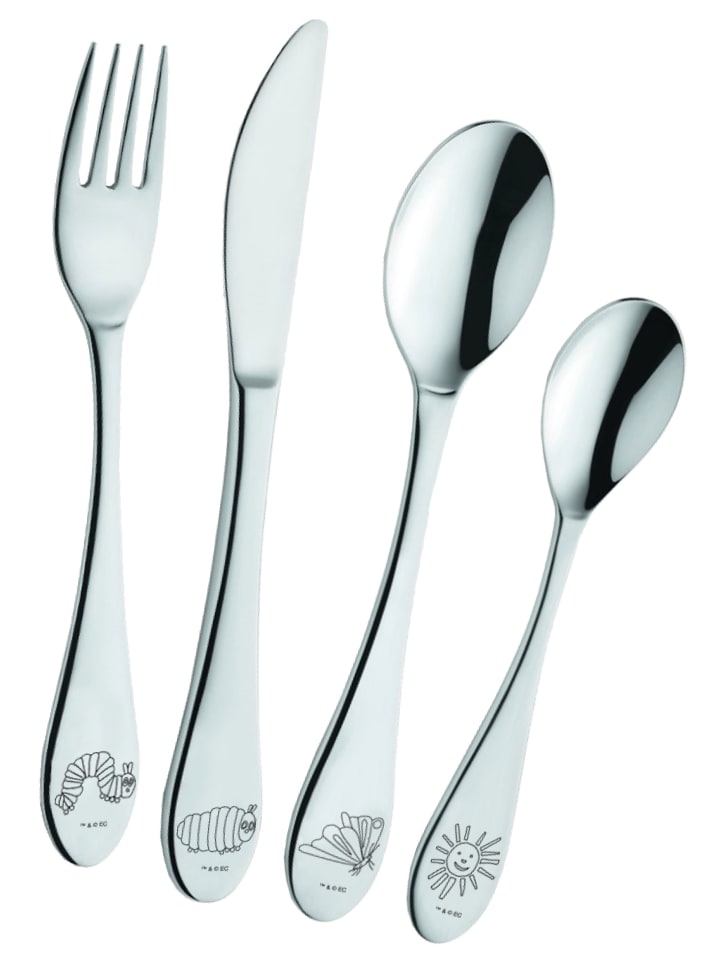 Geda Labels Kinderbesteck Raupe Nimmersatt in Silber - 20,8x14x2,5cm günstig kaufen onesize