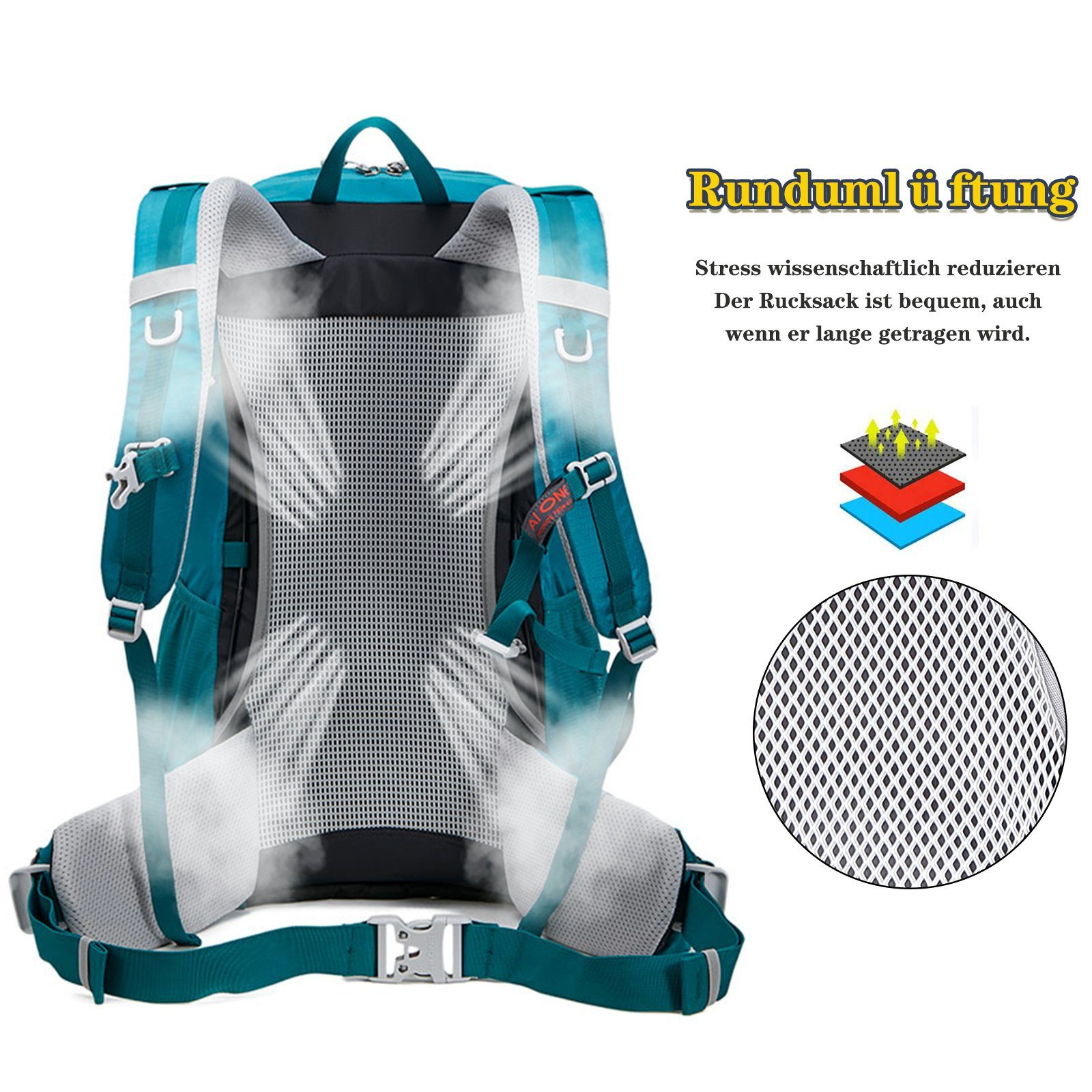TAN.TOMI Wanderrucksack 40L Großer Wanderrucksack, Wasserdicht Multifunktionaler Daypack