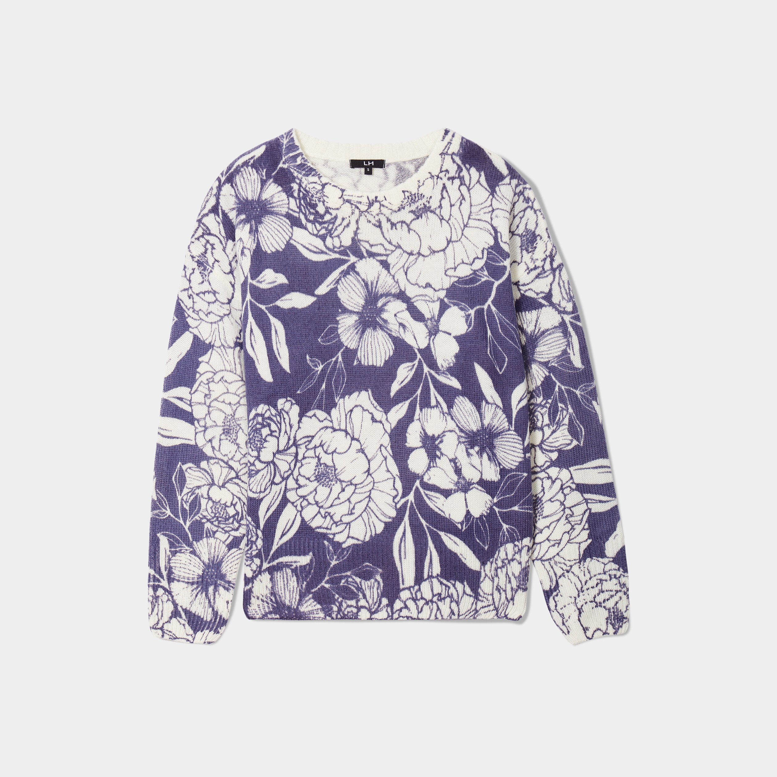 Pull col rond manches longues bleu femme | La Halle