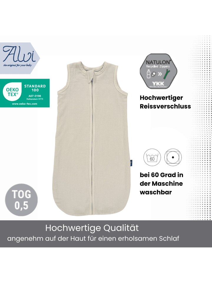 Kinderhaus Blaubär Alvi Mull-Schlafsack TOP in Natur günstig kaufen 90