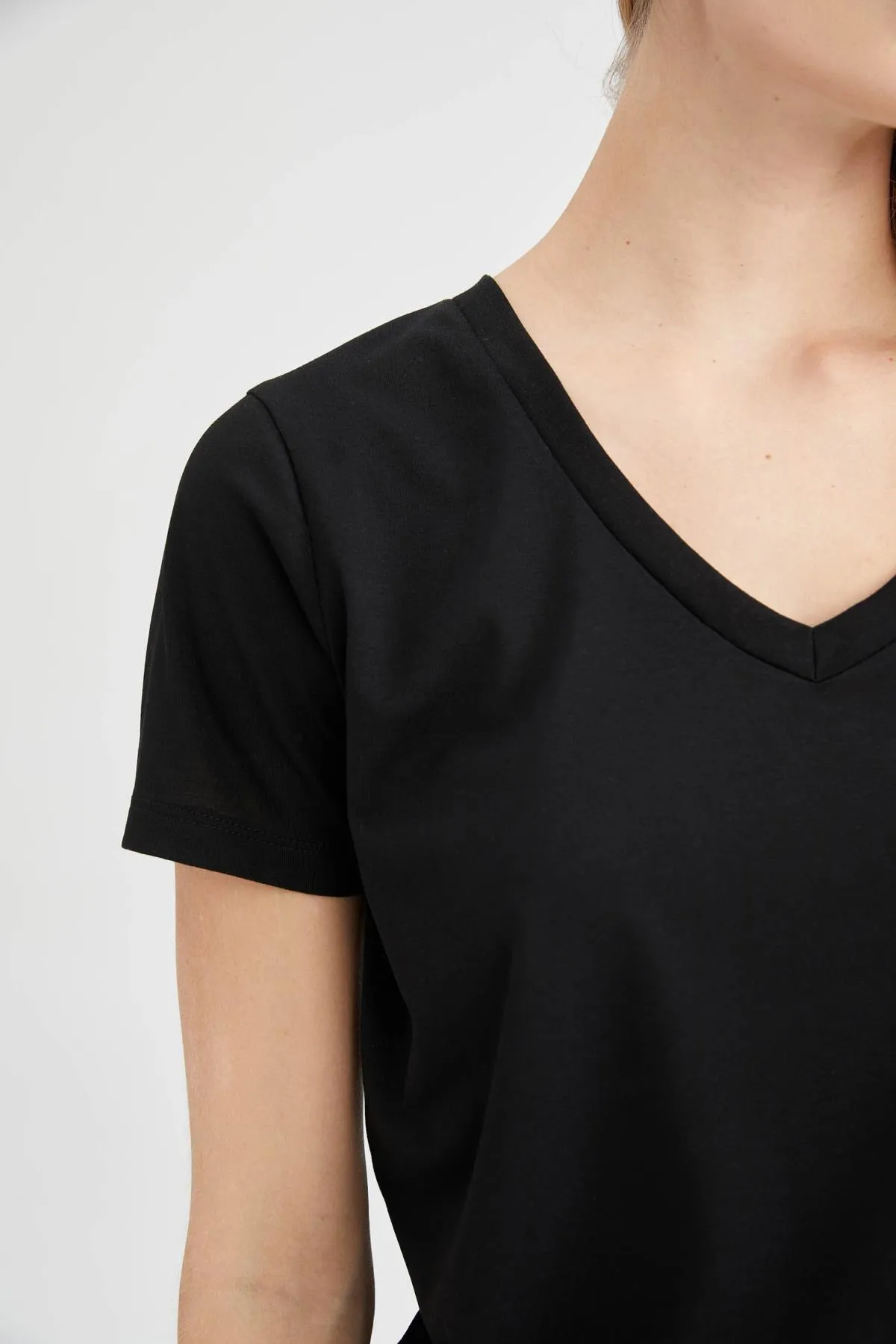 DeFacto  Kurzarm-T-Shirt mit normaler Passform und V-Ausschnitt W9204az22sm