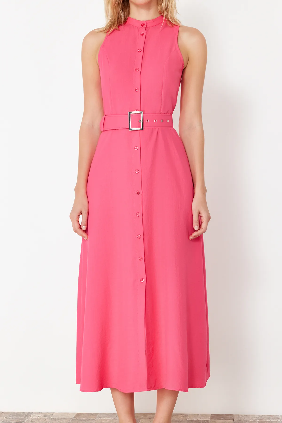 Trendyol Collection  Rosa gewebtes Maxikleid TWOSS23EL01628