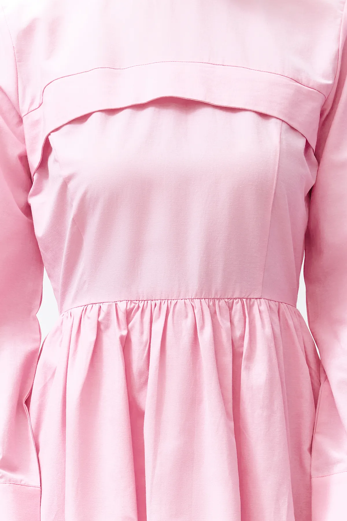 Trendyol Modest  Rosa Kleid mit schlichtem Webmuster und detaillierter Vorderseite TCTSS24EB00144