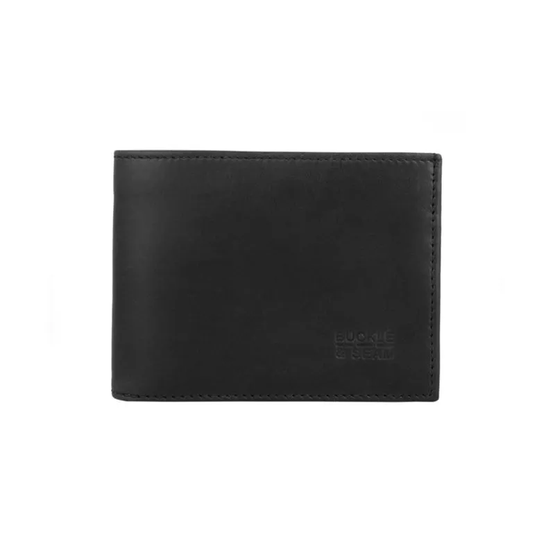 Buckle & Seam Leder Portemonnaie Bill - Schwarz