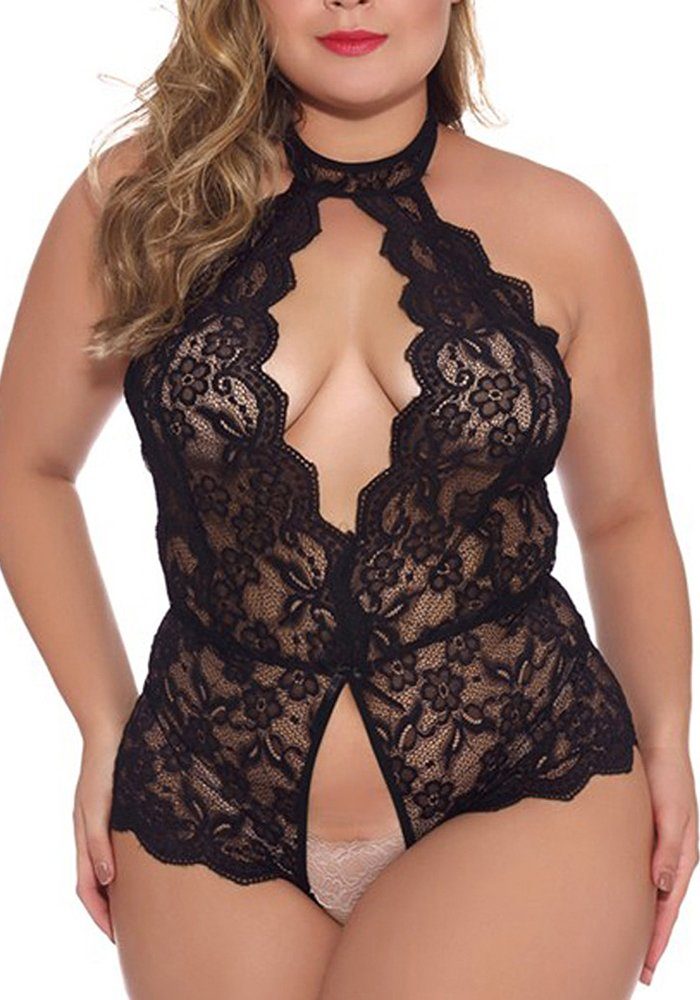 Lovolotti Body-Ouvert Damen Dessous Nachtwäsche LO-L58 (Sexy Babydoll Reizwäsche) Unterwäsche Nachtkleid Spitze Durchsichtig transparent