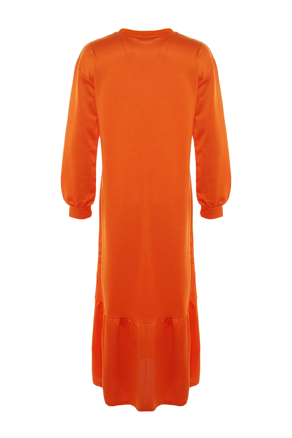 Trendyol Modest  Orangefarbenes Strickkleid mit Rundhalsausschnitt und Raffung TCTSS22EL00000