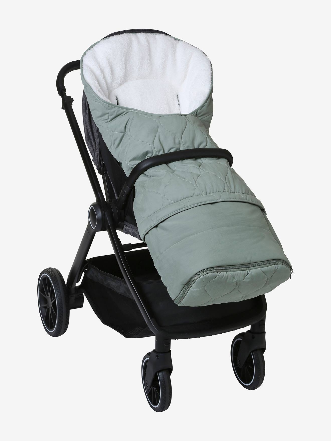 Vertbaudet Baby Ausfahrsack mit Futter aus Teddyfleece - moosgrün