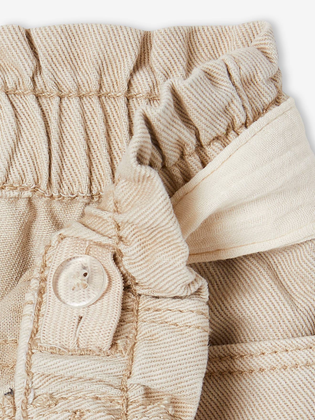 Vertbaudet Mädchen Paperbag-Shorts mit Stoffgürtel - sandfarben
