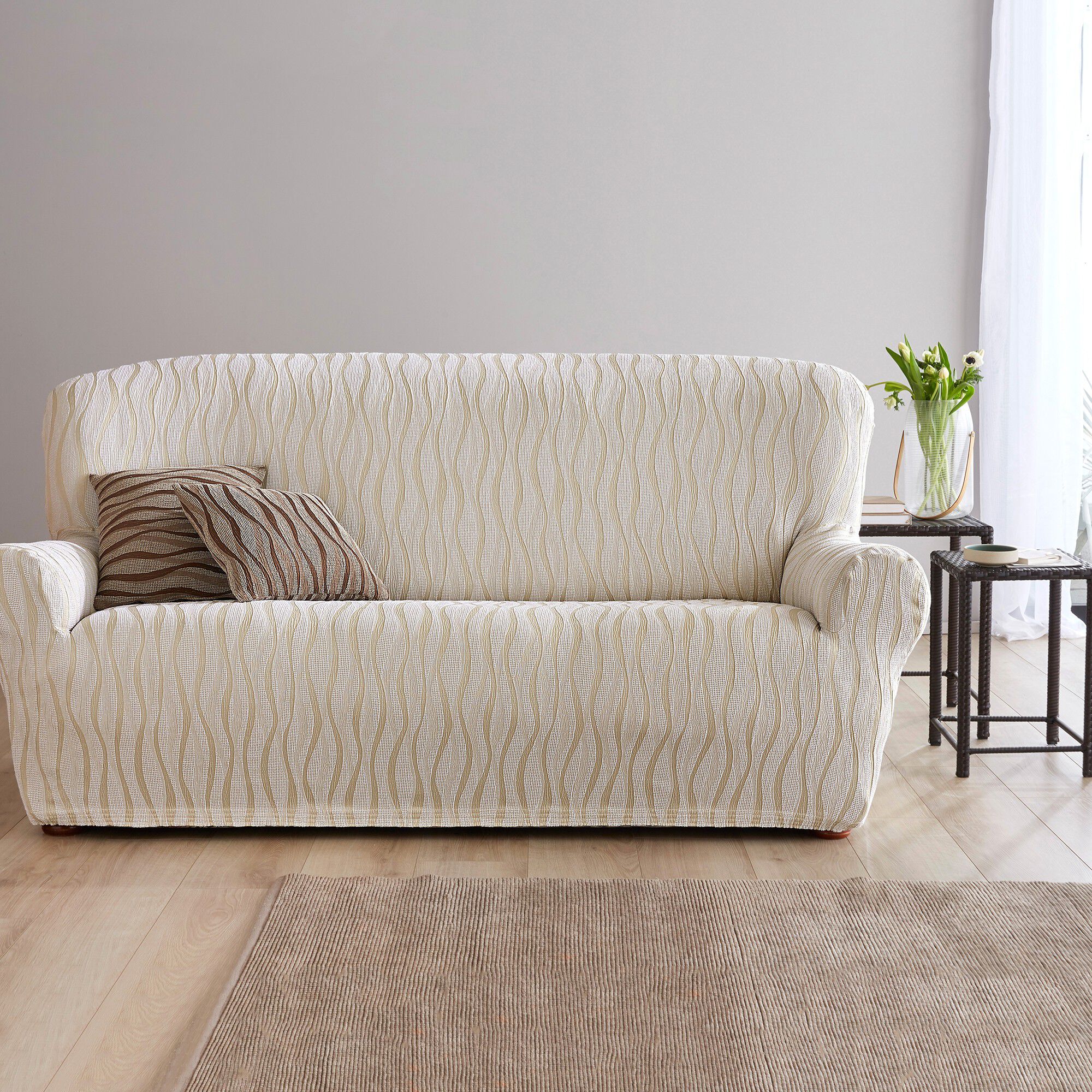 Housse de salon jacquard extensible imprimé 