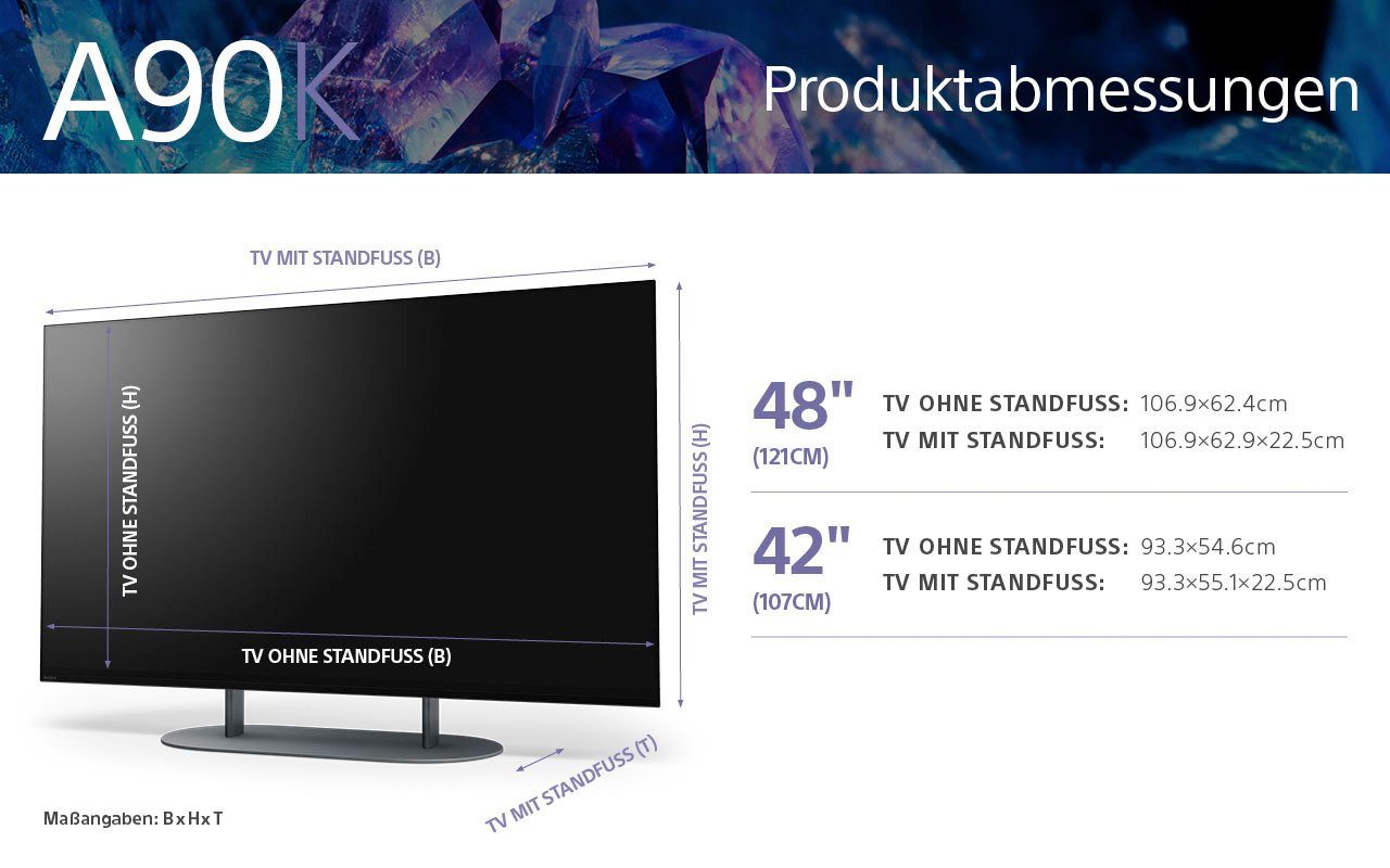 Sony XR-42A90K OLED-Fernseher (106 cm/42 Zoll, 4K Ultra HD, Android TV, Google TV, Smart-TV, BRAVIA CORE, Perfekt für Playstation 5)