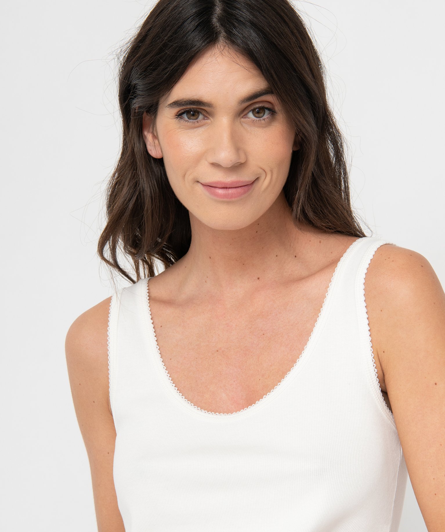 Débardeur lingerie en maille ctelée femme ecru | GEMO