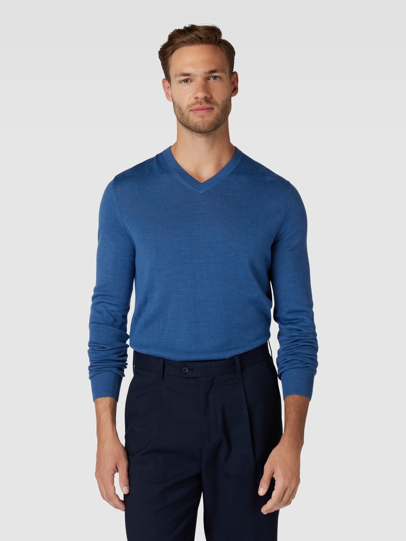 Strickpullover in jeans meliert