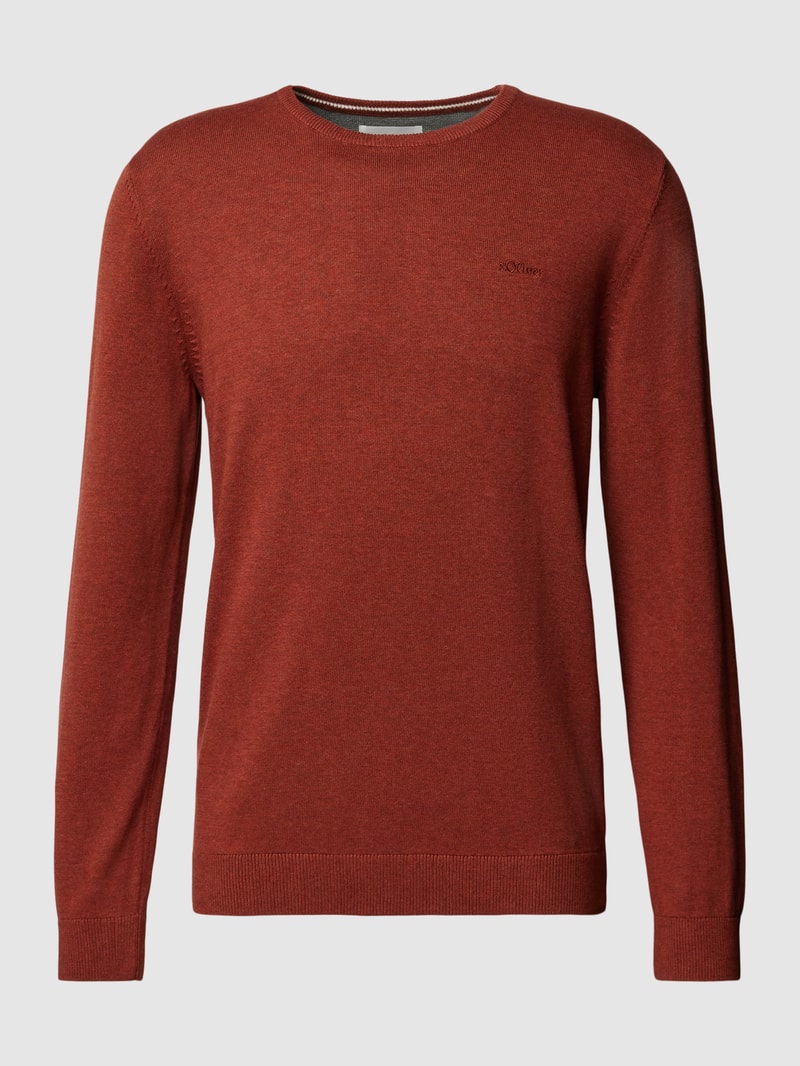 Strickpullover mit Label-Stitching Modell 'BASIC' in offwhite