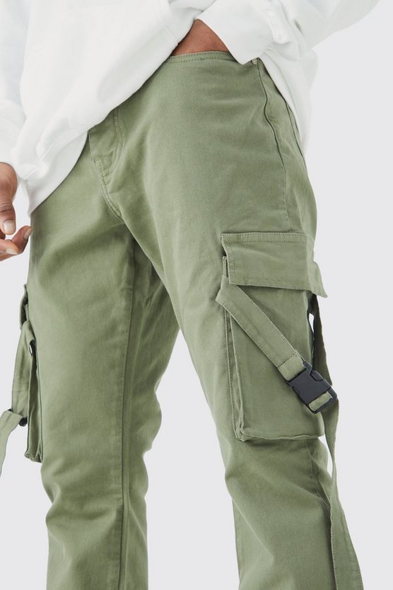 Slim-Fit Cargo-Schlaghose mit Riemchen