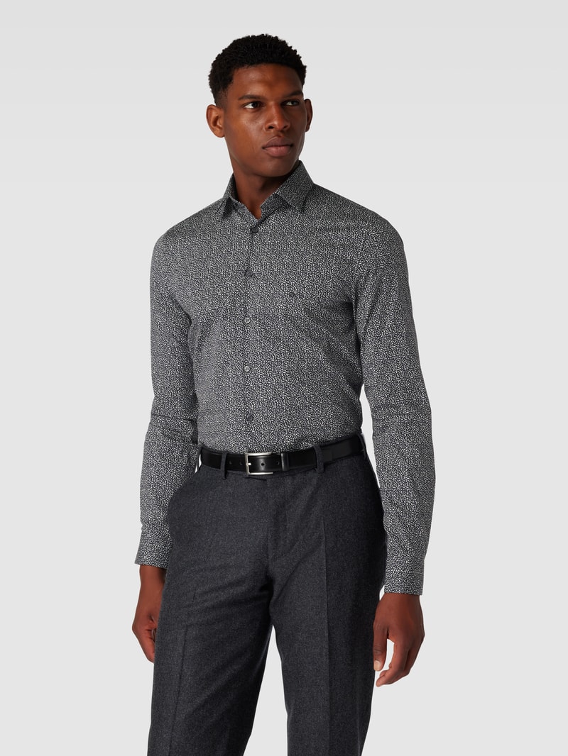 Business-Hemd mit Allover-Muster Modell 'Bari' in schwarz