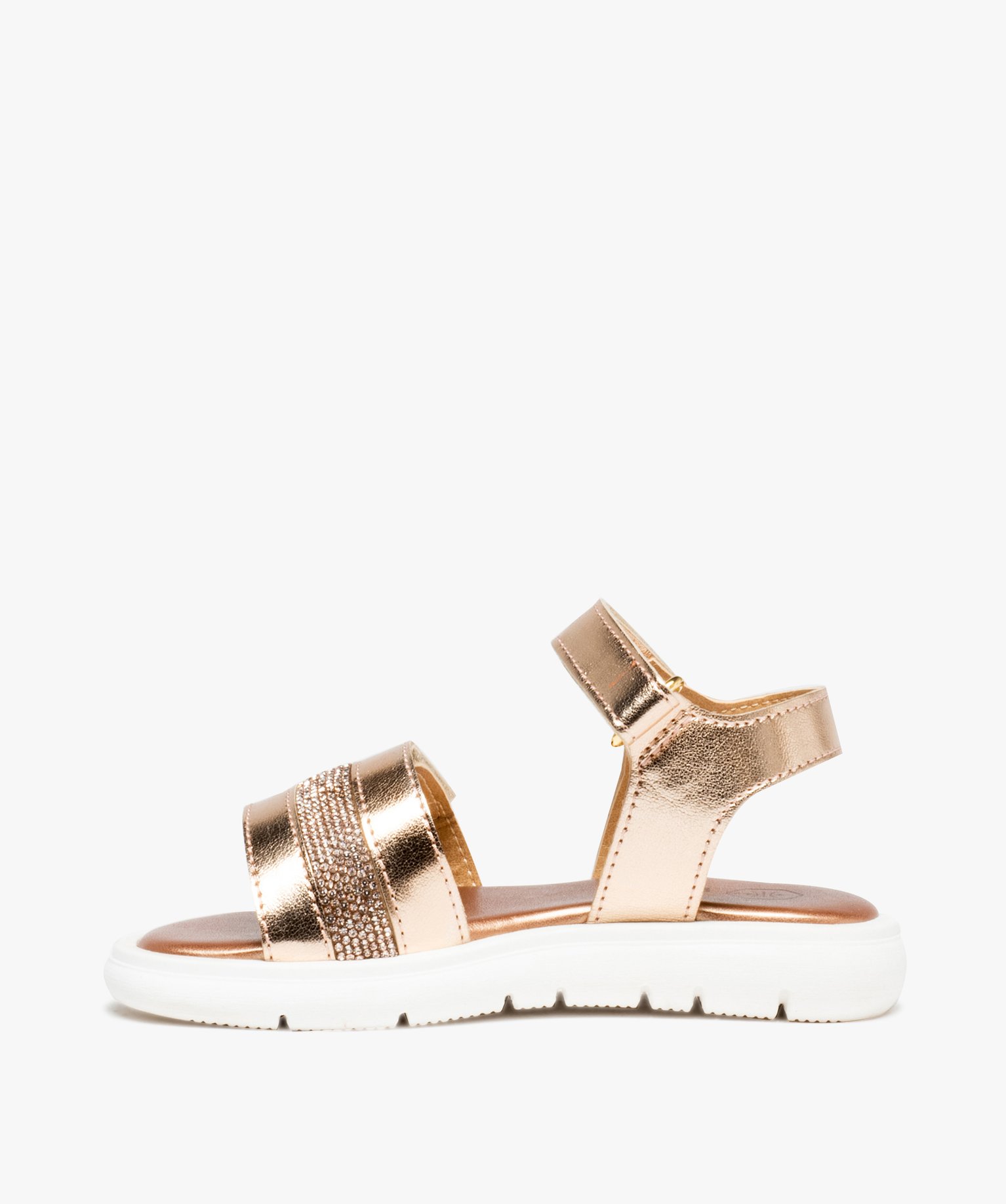 Sandales fille brides ajustables métallisées et à strass or | GEMO