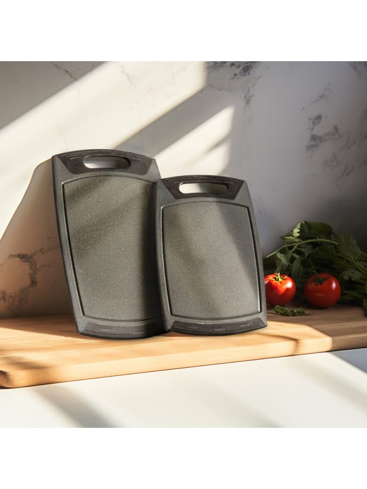 Stoneline Schneidebrett 36x22 und 42x25 cm Set 2-teilig in Schwarz günstig kaufen onesize