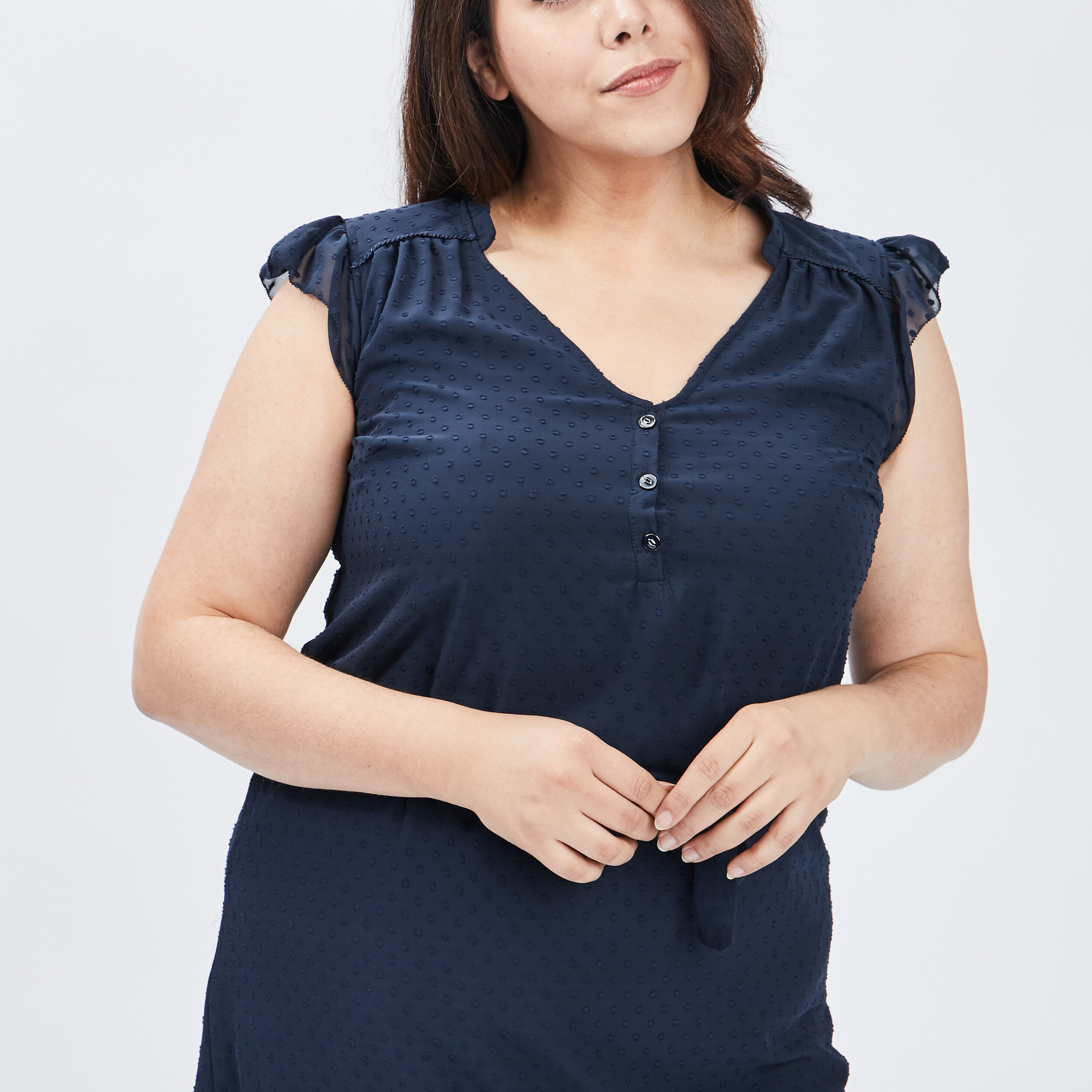 Robe droite ceinturée bleu marine femme grande taille | La Halle