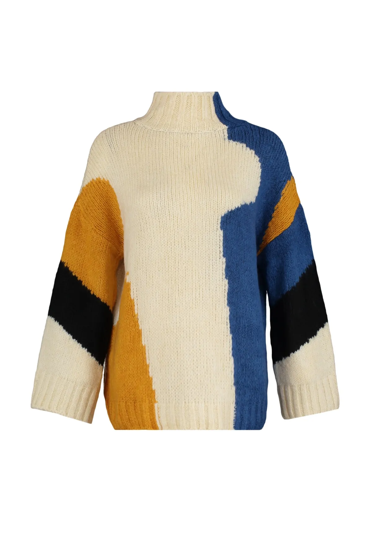 Trendyol Collection  Mehrfarbiger Strickpullover mit weicher Textur und Farbblockdesign TWOAW20XS0047