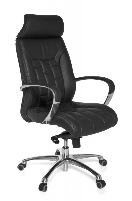 Amstyle XXL Chefsessel Echtleder schwarz, 5-Punkt Multiblock-Mechanik, Bürostuhl bis 120kg