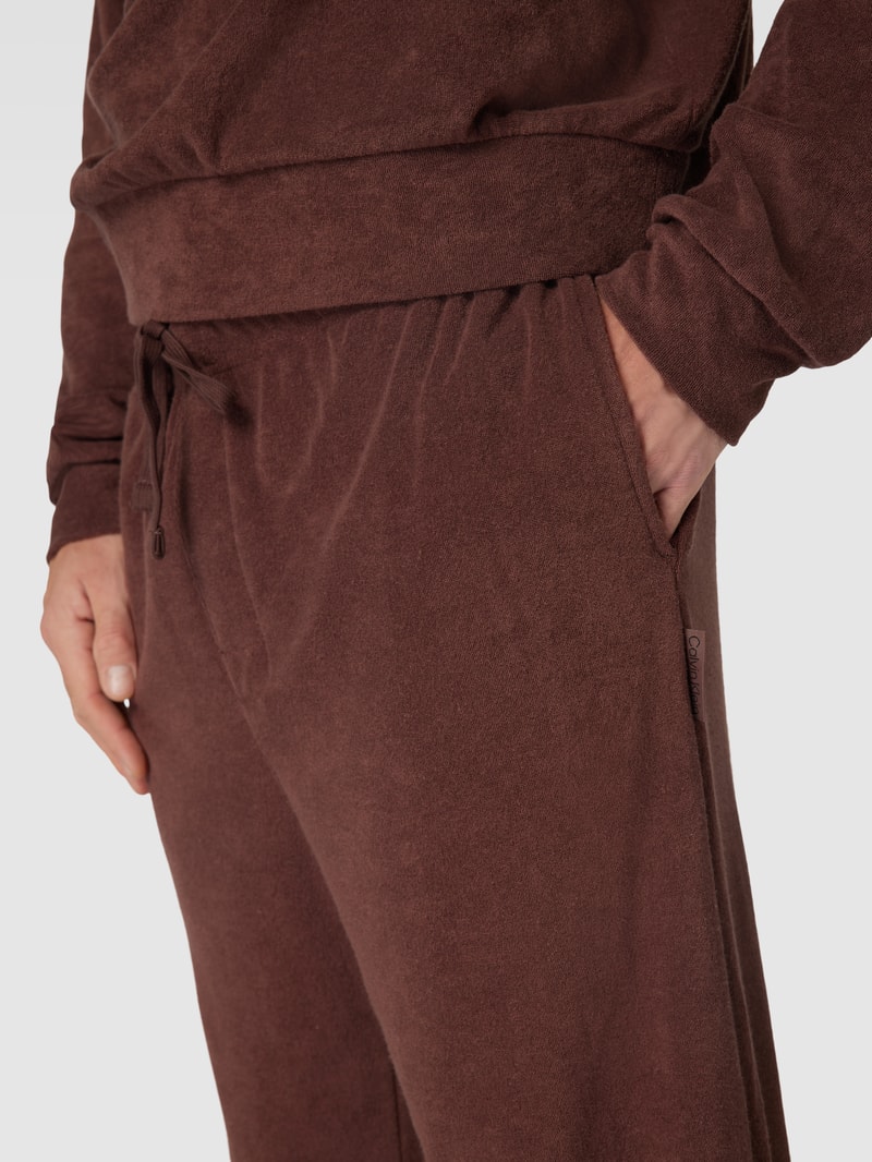 Sweatpants aus Frottee Modell 'COZY LOUNGE' in mittelbraun