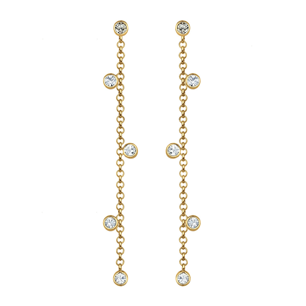 Elli Elli Boucles d'Oreilles Solitaire Élégant avec des Cristaux Femme - (925/1000) Ar Boucles d'oreilles