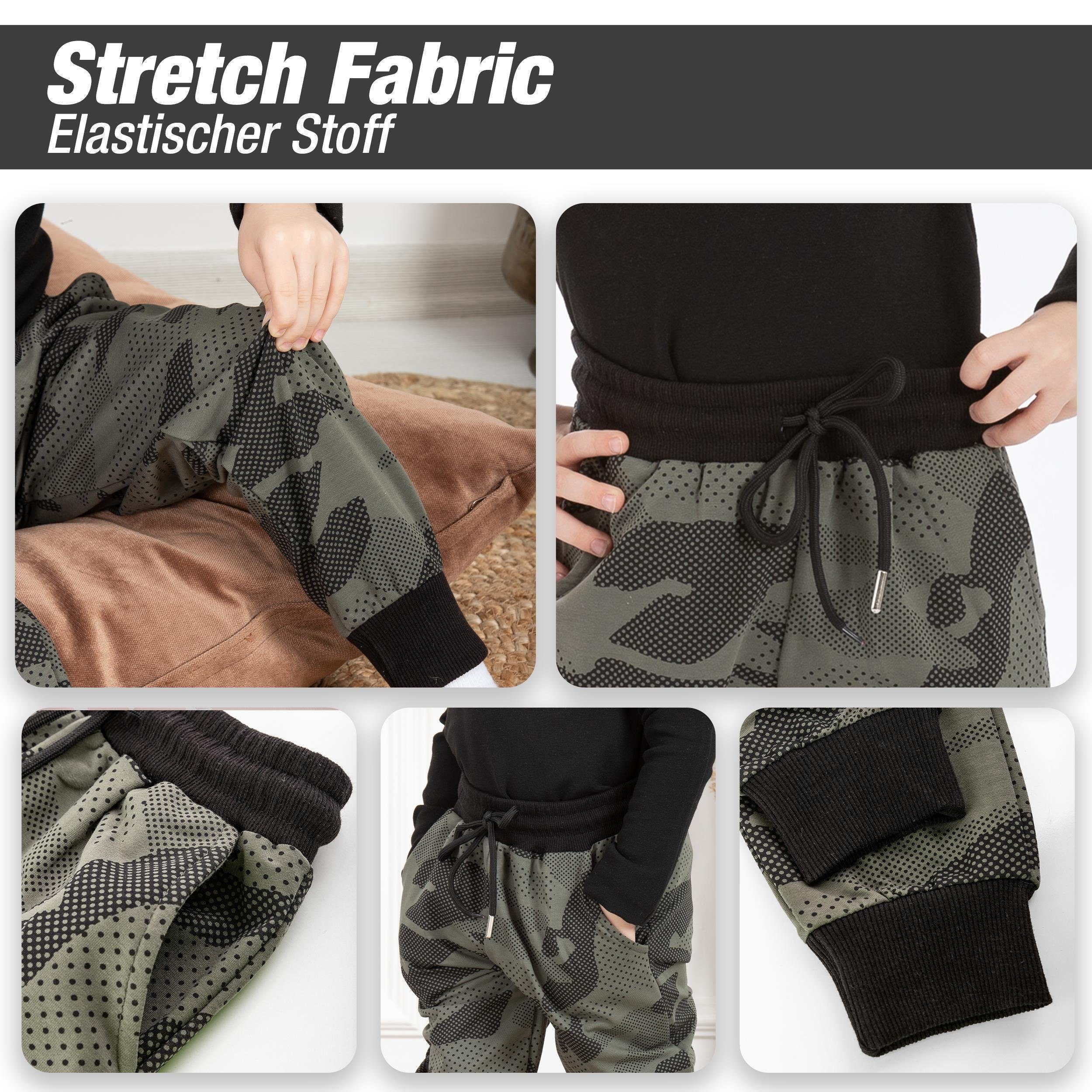 LOREZA Jogginghose Jungen Mädchen Camouflage Hose Trainingshose Jogginghose Freizeithose (1-tlg)