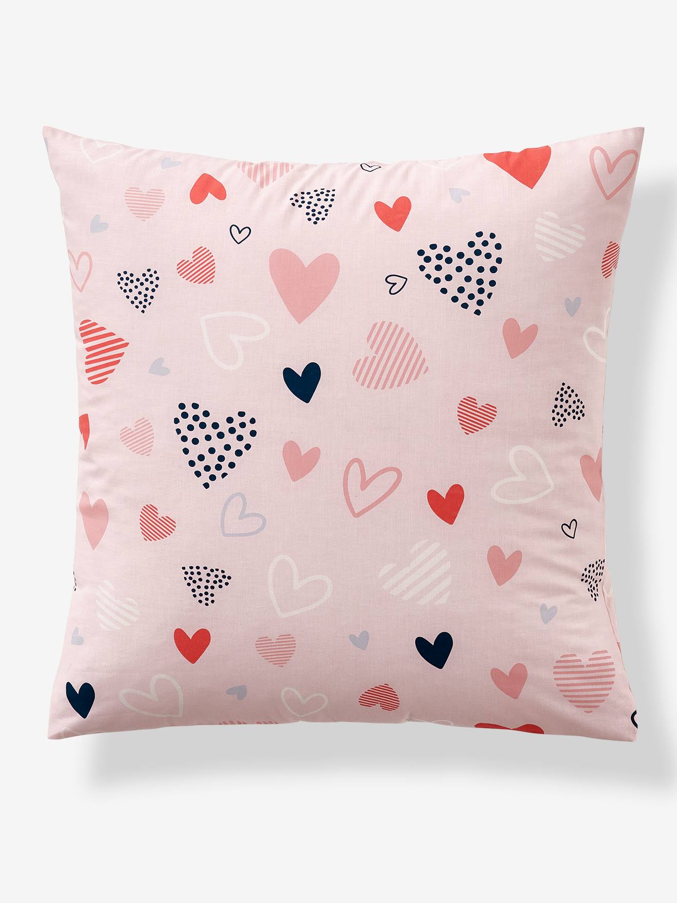 Vertbaudet Kinder Bettwäsche-Set FRÖHLICHE HERZEN Oeko-Tex - rosa/mehrfarbig bedruckt