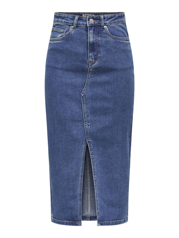 ONLY Jeansrock mit Schlitz und fünf Taschen in Blau-3 günstig kaufen