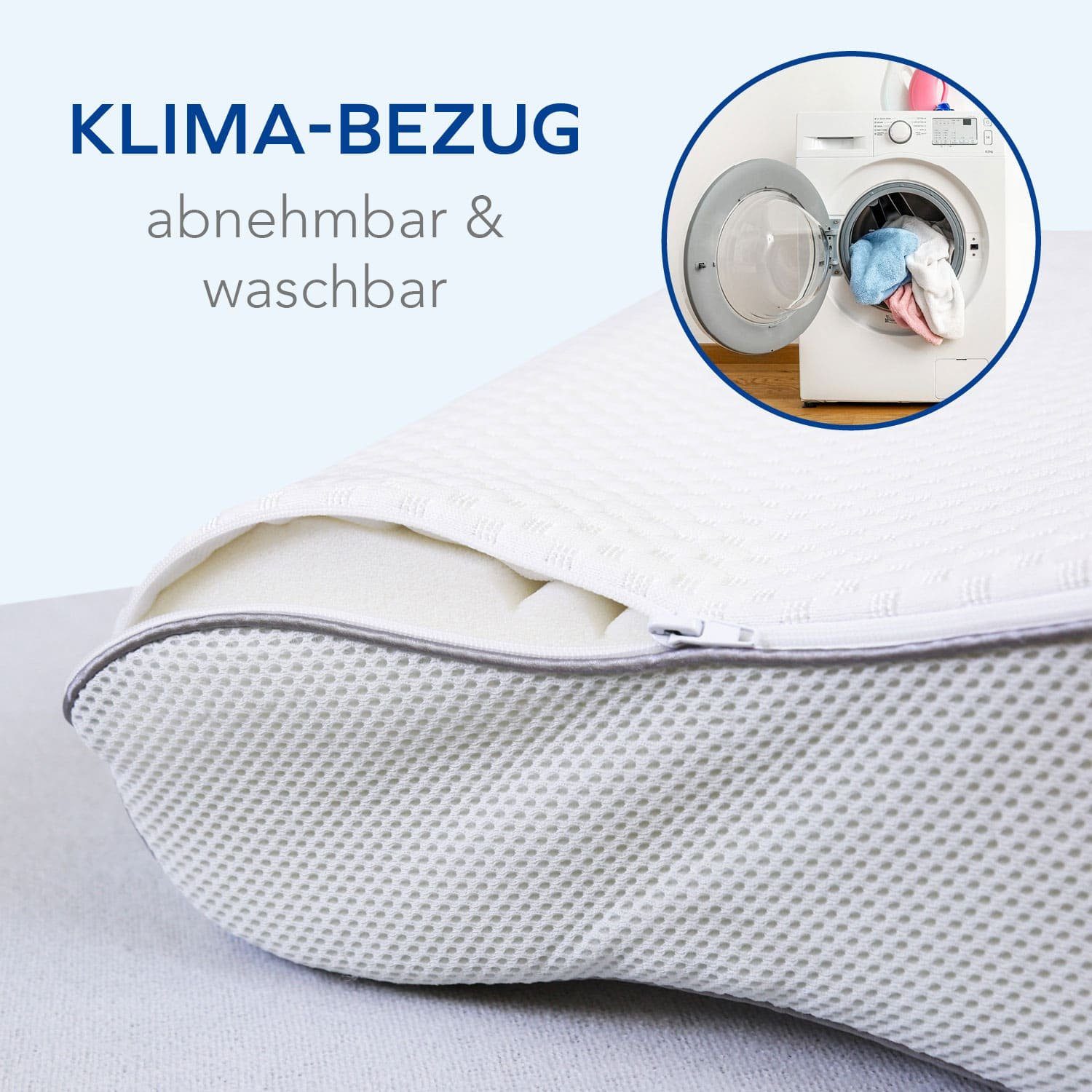 Nackenstützkissen Air Wave, MLILY, Füllung: Memory-Foam-Kern, Rückenschläfer, Seitenschläfer, Bauchschläfer