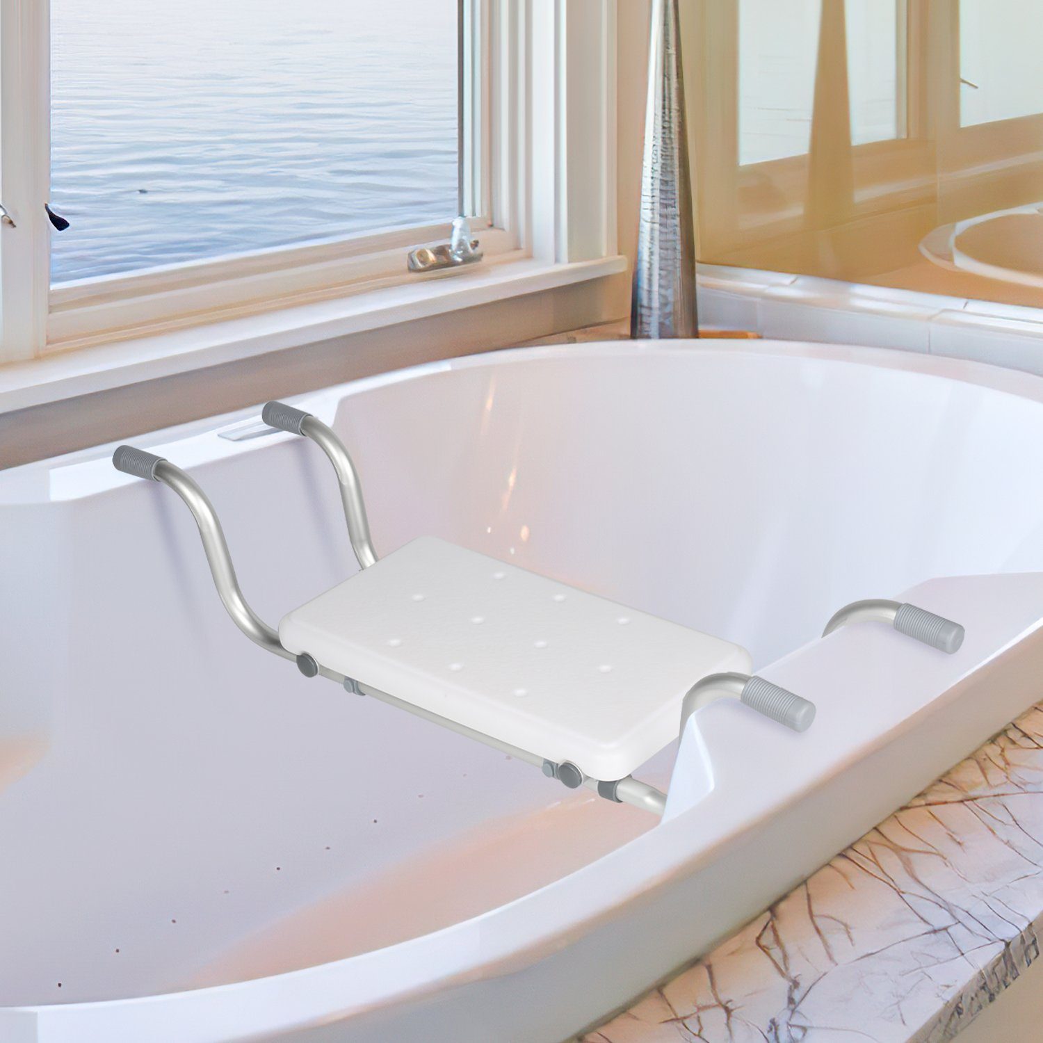 Gimisgu Badewannensitz Badewannensitz Wannensitz 72-82cm bis 136Kg Badesitz Weiß