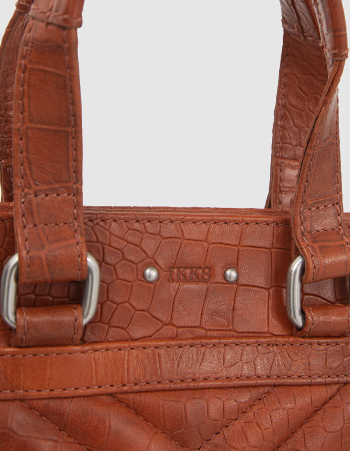 Sac cabas 1440 Small orange cuir embossé croco Femme