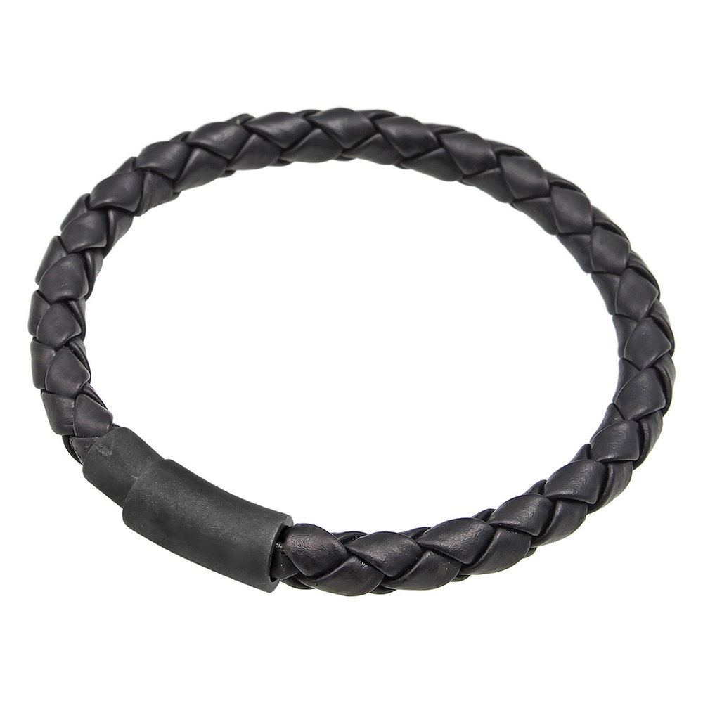 KUZZOI KUZZOI Bracelet Herren Echtleder Geflochten Magnet Basic 925 Silber Bracelet