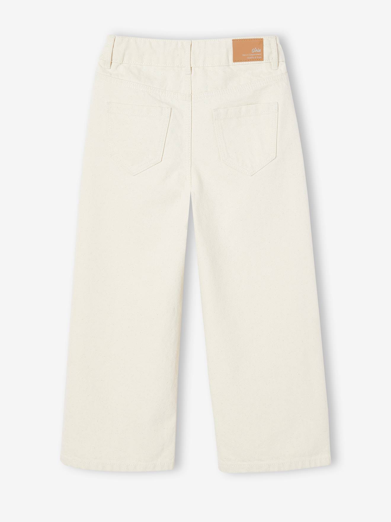 Pantalon large fille écru