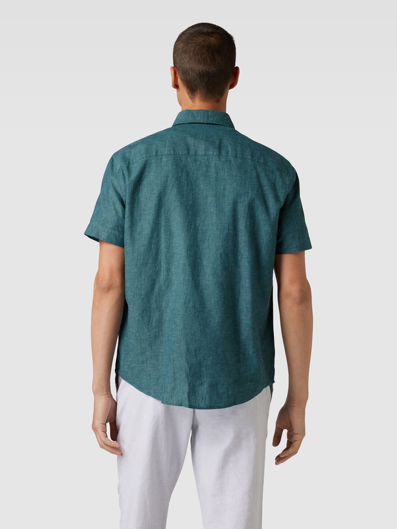 Freizeithemd aus Baumwolle mit Brusttasche in petrol