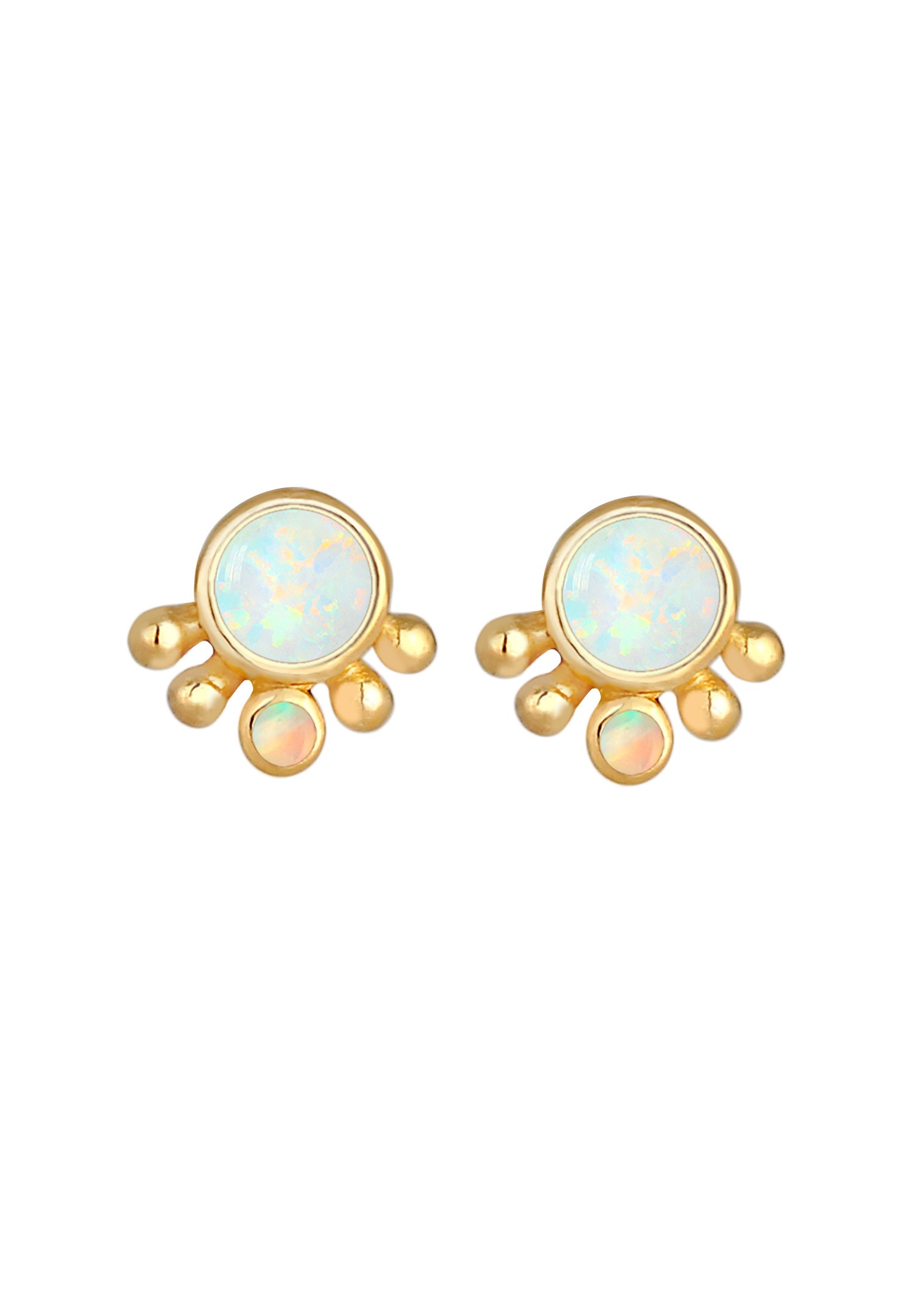 Orecchini Elli rotondi a punta da donna con opale vintage in argento sterling 925 e placcati oro