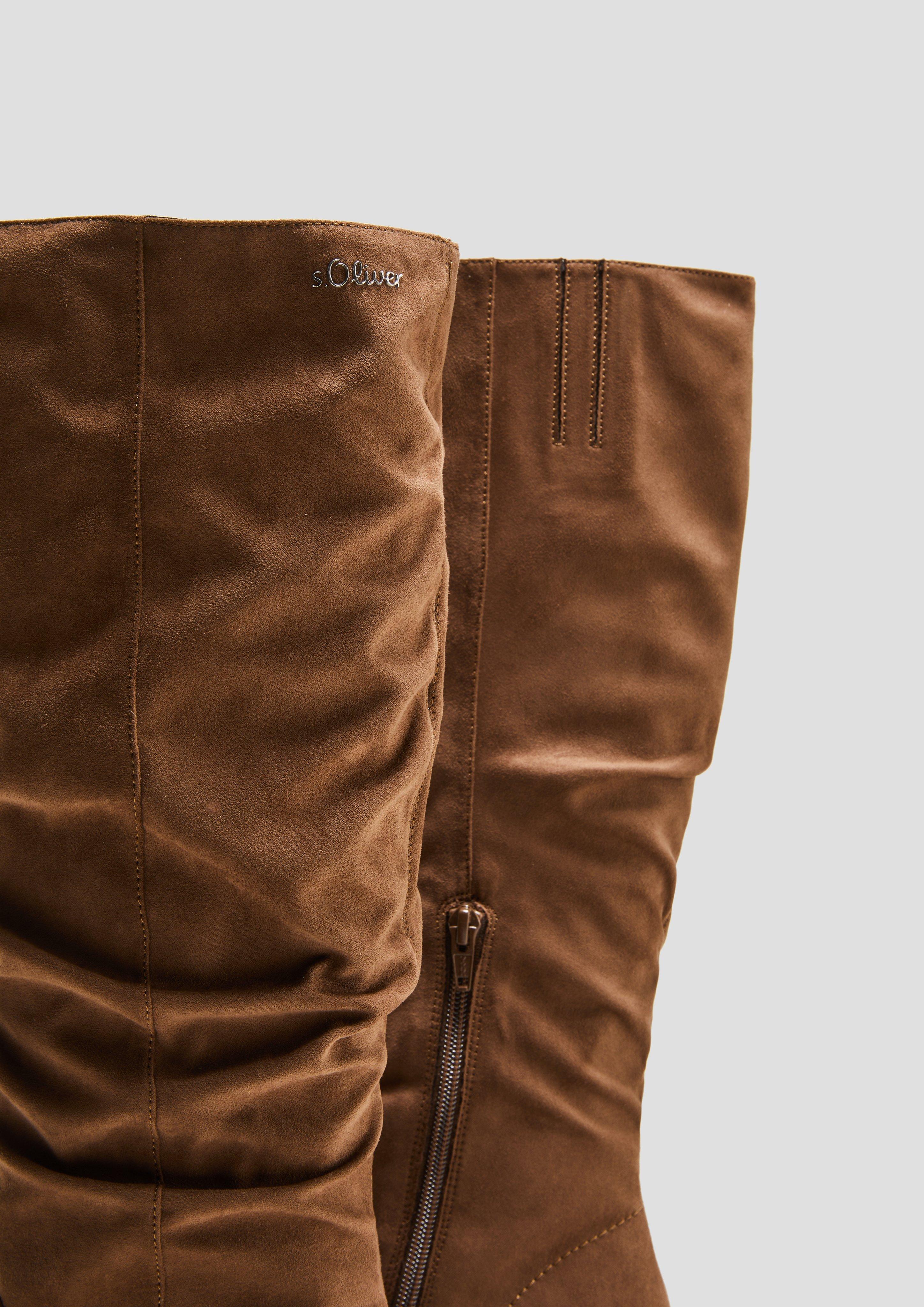 Langschaftstiefel in Veloursleder-Optik  6008565-348