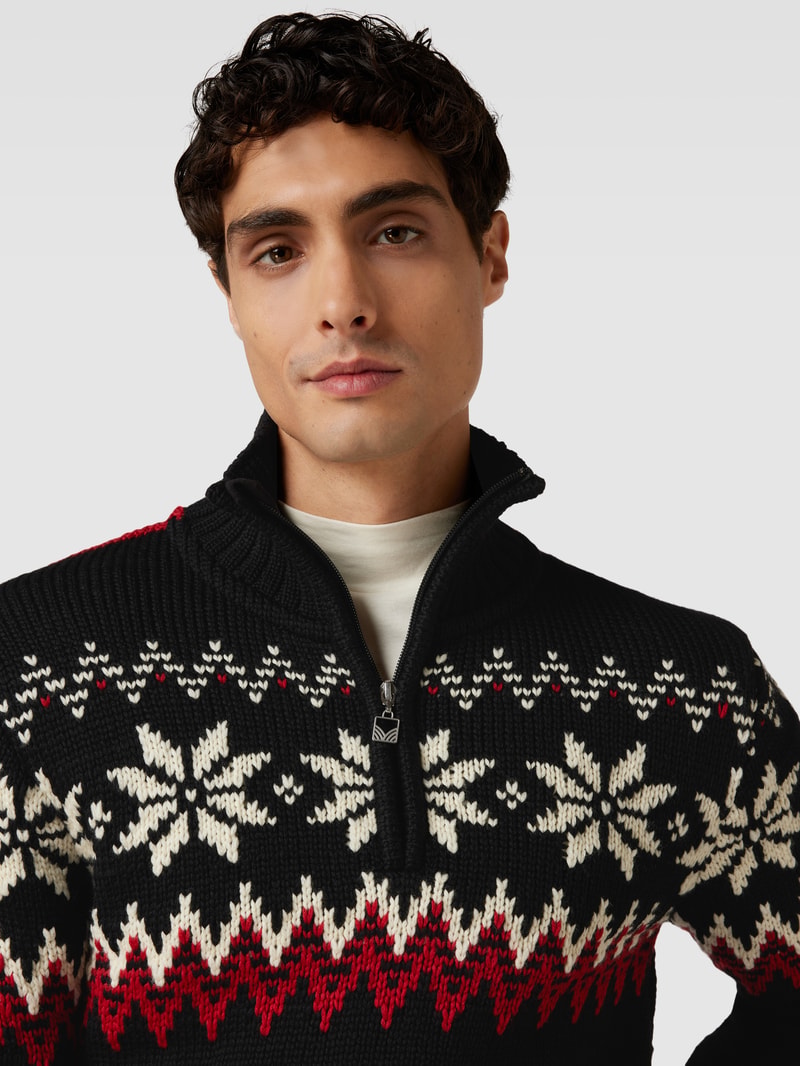 Strickpullover mit Stehkragen Modell 'Myking' in schwarz