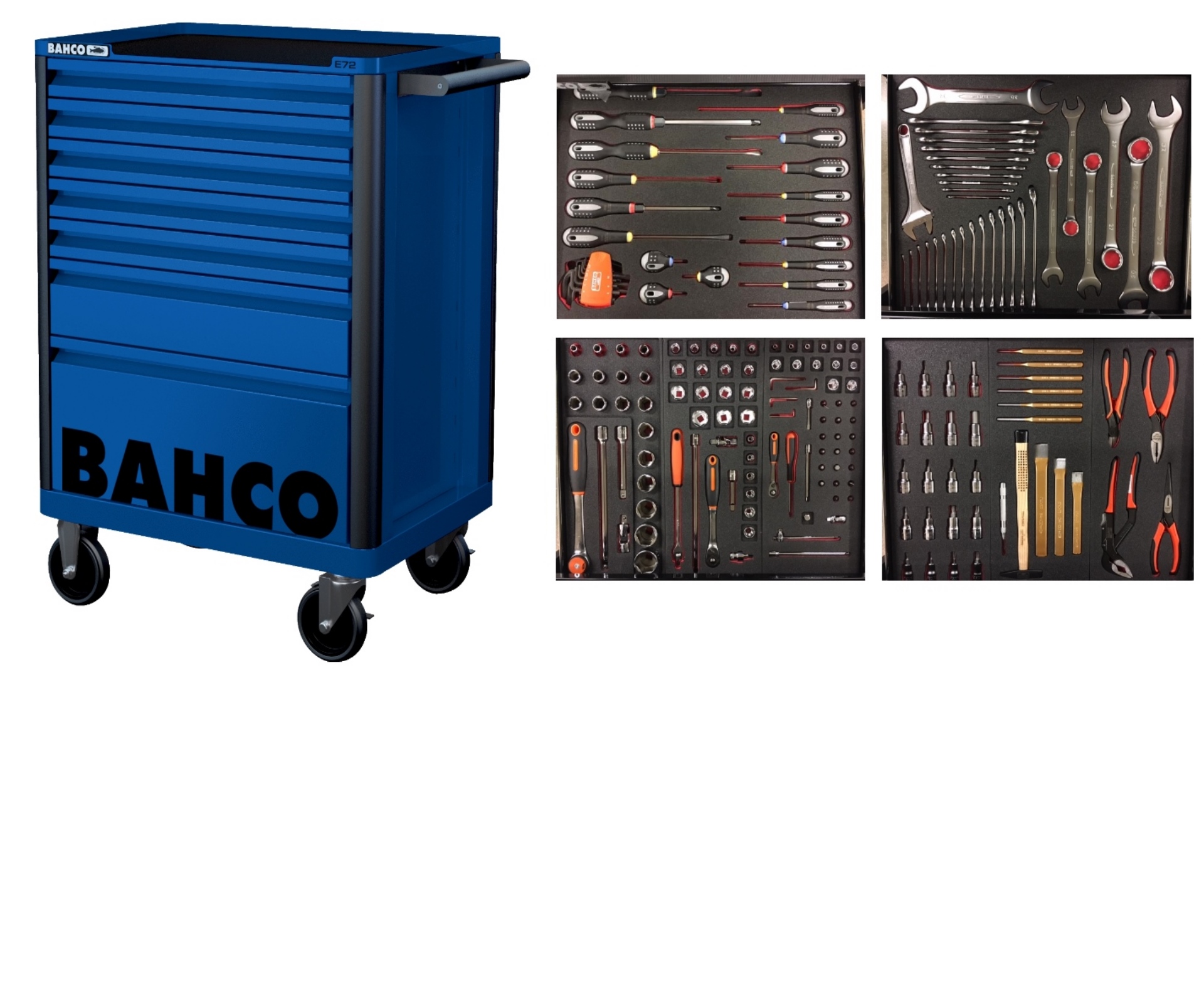Bahco 1472K7BLUE-FULL4 Cărucior scule albastru 190 piese
