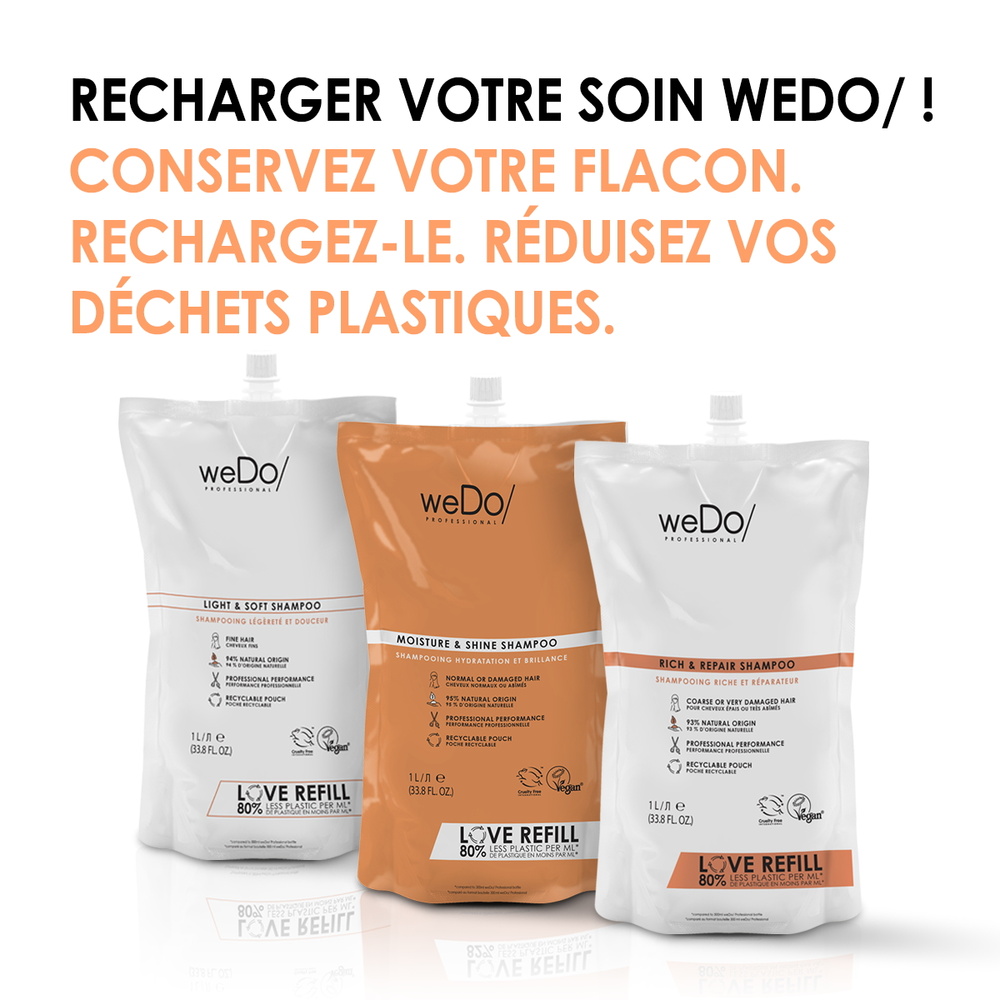 wedo Shampoing Vegan Hydratation et Brillance recharge cheveux normaux et abîmés Shampooing vegan sans sulfate sans silicone pour cheveux normaux abimés
