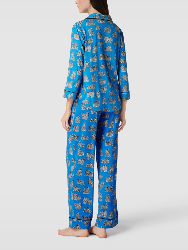Pyjama mit Allover-Muster in blau