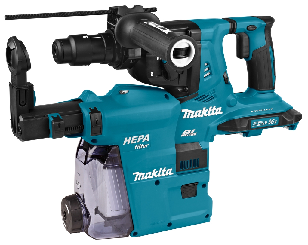 Martelo Combinado Makita DHR283ZWJU 2 x 18V com sistema de extração de pó e transmissor AWS (baterias e carregador não incluídos).