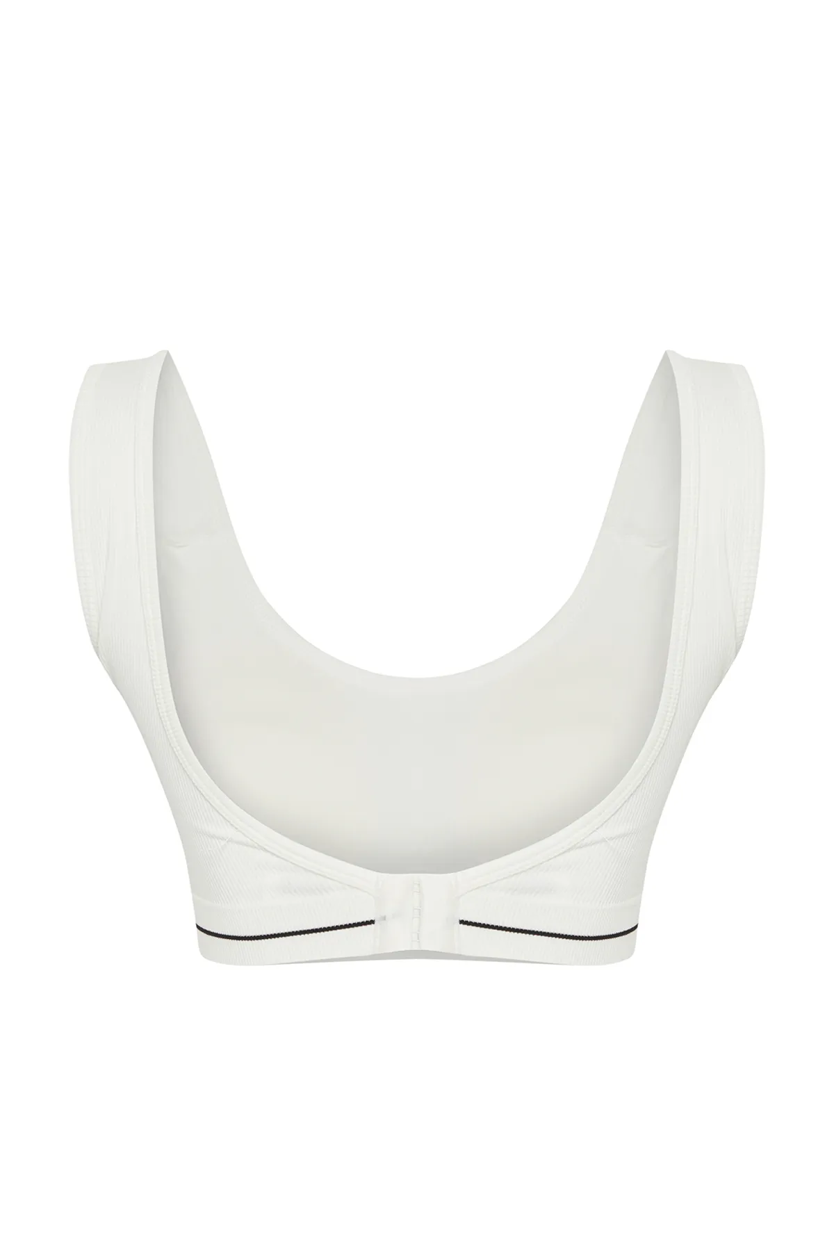 Trendyol Collection  Ecrufarbener nahtloser/nahtloser gestreifter bügelloser Bralette-Strick-BH THMSS24SU00049